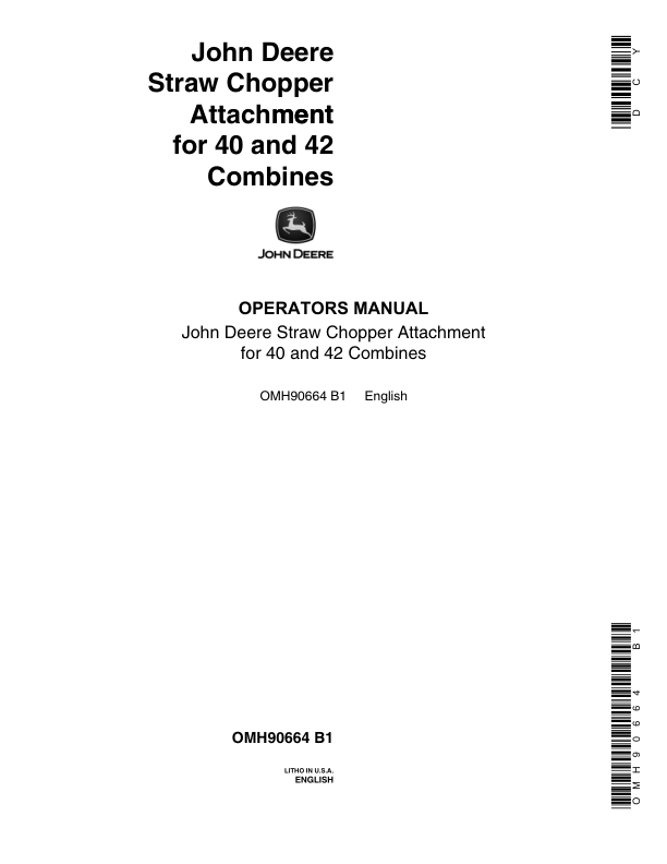 John Deere Straw Chopper Attachment Operator's Manual (OMH90664)