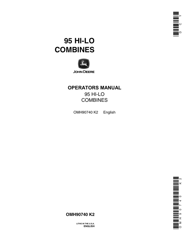 John Deere 95 Hi-Lo Combine Operator's Manual (OMH90740)