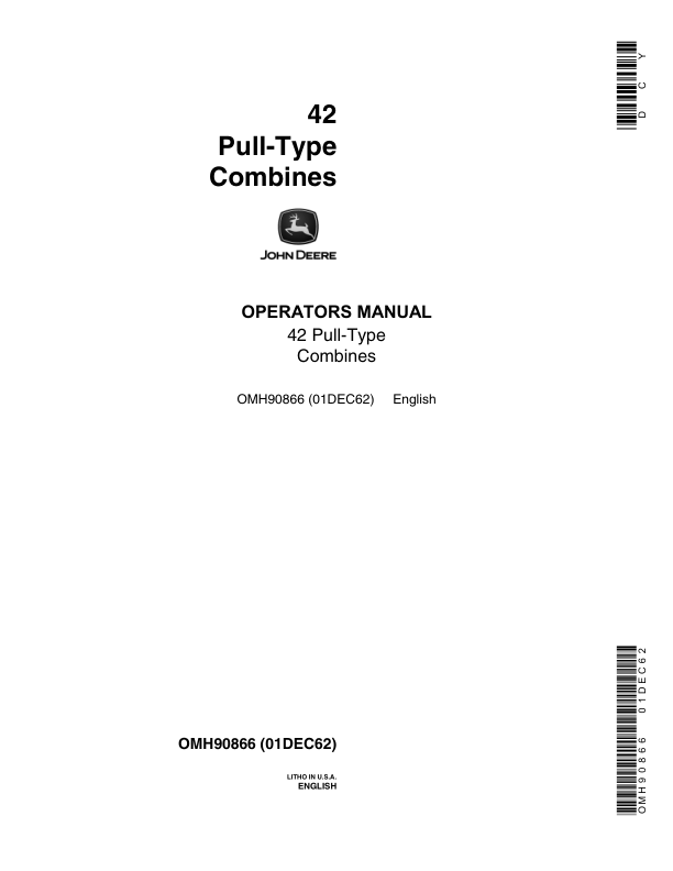 John Deere 42 Pull-Type Combine Operator's Manual (OMH90866)