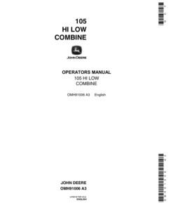 John Deere 105 Hi-Lo Combine Operator's Manual (OMH91006)