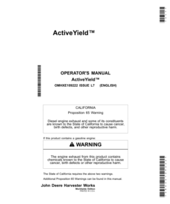 John Deere ActiveYield Operator's Manual (OMHXE109222)