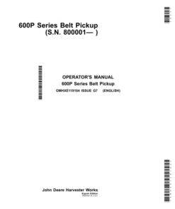 John Deere 600P Series Belt Pickup 615P Operator's Manual (OMHXE119104)