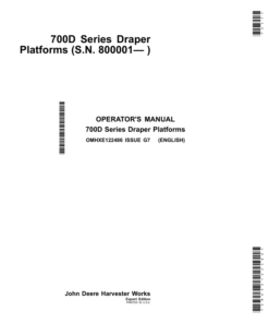 John Deere 700D Series Draper Platforms 725D, 730D, 735D & 740D Operator's Manual (OMHXE122486)