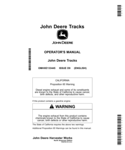 John Deere S760, S780, S770, S790 Combine Tracks Operator's Manual (OMHXE133445)