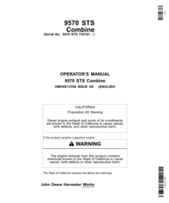 John Deere 9570 STS Combine (735101-) Operator's Manual (OMHXE13768)