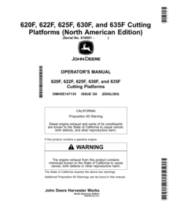 John Deere 620F, 622F, 625F, 630F, 635F Cutting Platforms Operator's Manual (OMHXE147135)