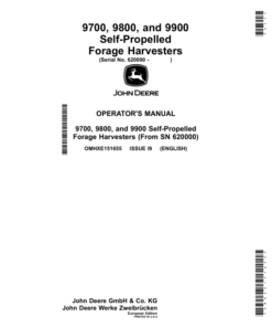 John Deere 9700, 9800, 9900 Self-Propelled Forage Harvesters (620000-) Operator's Manual (OMHXE151655)