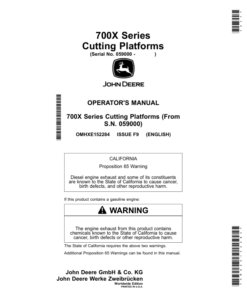 John Deere 722X, 725X, 730X, 735X, 740X (700X Series) Cutting Platforms Operator's Manual (OMHXE152284)
