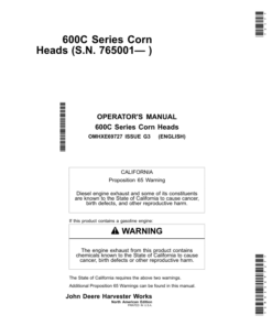 John Deere 600C Series Corn Head & StalkMaster North America (765001-775000) Operator's Manual (OMHXE69727)