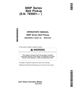 John Deere 600P Series (615P) Belt Pickup (765001-) Operator's Manual (OMHXE69813)
