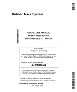 John Deere Rubber Track System Operator's Manual (OMHXE70656)