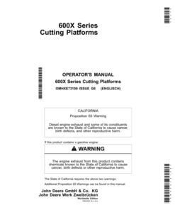 John Deere 600X Series Cutting Platforms Operator's Manual (OMHXE73109)