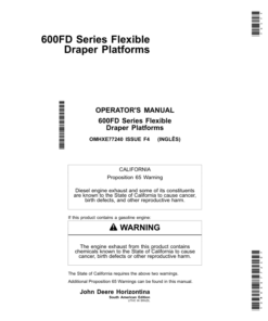 John Deere 600FD Series Flexible Draper Platforms South American Edition (000000-115099) Operator's Manual (OMHXE77240)