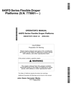 John Deere 645FD Series Flexible Draper Platforms North America (775001-785000) Operator's Manual (OMHXE79570)