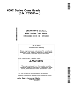 John Deere 600C Series Corn Heads North America (785001- ) Operator's Manual (OMHXE89804)