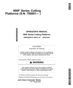 John Deere 600F Series Cutting Platform North America (785001- ) Operator's Manual (OMHXE89910)