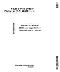 John Deere 600D Series Draper PlatformsExport Edition (785001- ) Operator's Manual (OMHXE89990)
