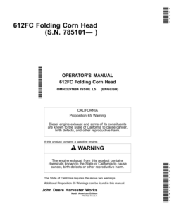 John Deere 612FC Folding Corn Head (785101-) Operator's Manual (OMHXE91684)