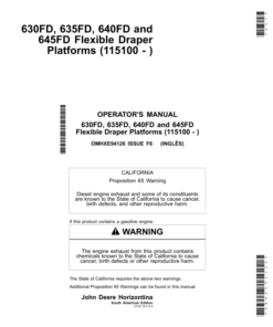 John Deere 630FD, 635FD, 640FD & 645FD Flexible Draper Platforms (South American Edition) Operator's Manual (OMHXE94126)