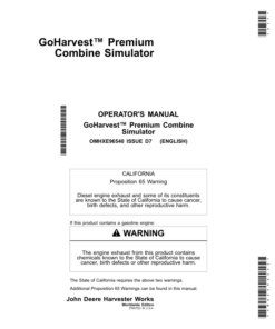 John Deere GoHarvest&trade; Premium Combine Simulator Operator's Manual (OMHXE96540)