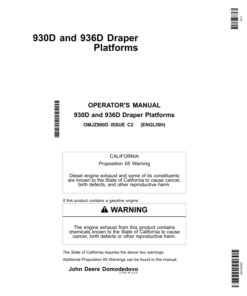 John Deere 930D & 936D Draper Platforms Export Edition (686151-740100) Assembled in Domodedovo, Russia Operator's Manual (OMJZ900D)