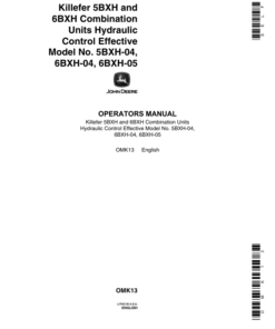 John Deere 5BXH, 6BXH Combination Units, Hydraulic Control Operator's Manual (OMK13)