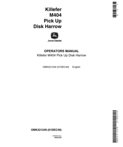 John Deere Killefer M404 Pick Up 12-Disk Harrow Operator's Manual (OMK221249)