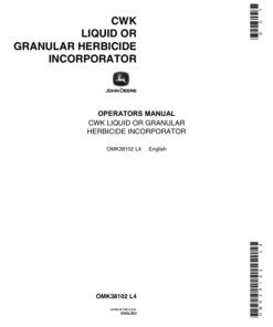 John Deere CWK Liquid or Granular Herbicide Incorporator Operator's Manual (OMK38102)
