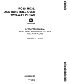 John Deere RO30, RO35, RO40 Roll-Over Two-Way Plows Operator's Manual (OMK39085)