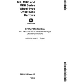 John Deere MK, MKO, MKH Series Wheel-Type Offset Disk Harrows Operator's Manual (OMK40148)