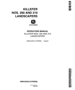 John Deere Killefer No. 290, No.310 Landshapers Operator's Manual (OMK42258)