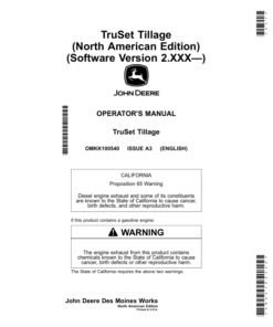 John Deere TruSet Tillage (Software Version 2.XXX-) (North American) Operator's Manual (OMKK100540)
