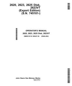 John Deere 2620, 2623, 2625, 2623VT Disks (Export Edition) Operator's Manual (OMKK10118)