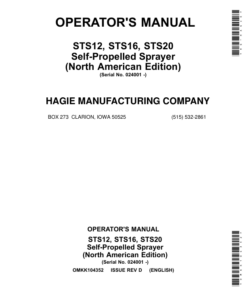 John Deere STS12, STS16, STS20 Self-Propelled Sprayer (024001-025000) (North American) Operator's Manual (OMKK104352)