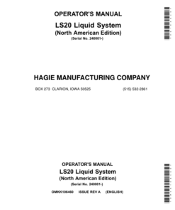 John Deere LS20 Liquid System (240001-) (North American) Operator's Manual (OMKK106460)