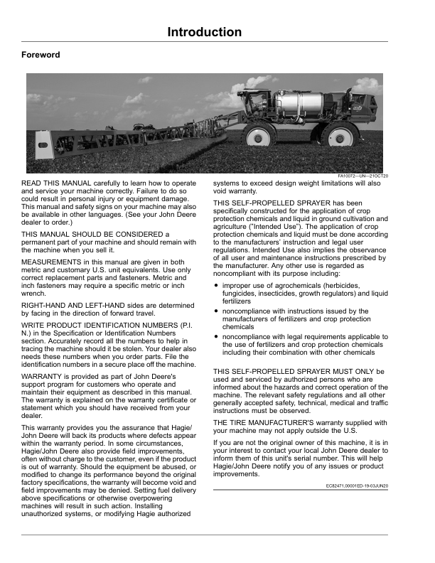 John Deere STS12, STS16, STS20 Self-Propelled Sprayer Operator's Manual (OMKK115223) - Image 3