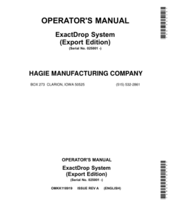 John Deere ExactDrop System (025001-) (Export) Operator's Manual (OMKK118919)