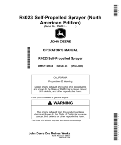 John Deere R4023 Self-Propelled Sprayer Operator's Manual (OMKK122434)