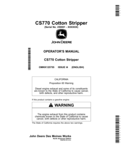 John Deere CS770 Operator's Manual (OMKK125755)