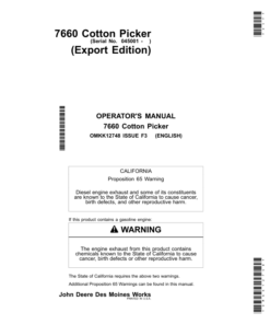 John Deere 7660 Cotton Pickers Operator's Manual (OMKK12748)
