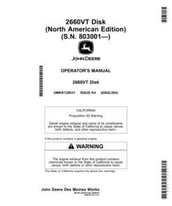 John Deere 2660VT Disk (North American) (S.N. 803001—) Operator's Manual (OMKK128031)