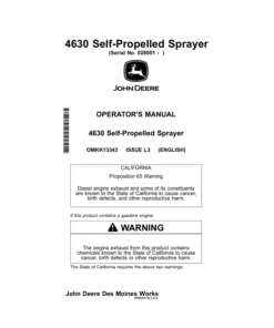 John Deere 4630 Self-Propelled Sprayers North America (028001-033000) Operator's Manual (OMKK13343)