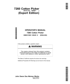 John Deere 7260 Cotton Picker (050001-) Operator's Manual (OMKK15691)