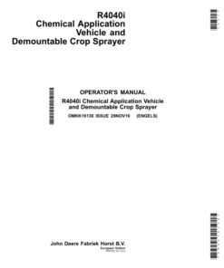 John Deere R4040i Chemical Application Vehicle & Demountable Crop Sprayer Operator's Manual (OMKK16136)