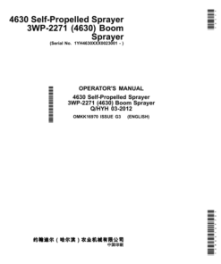 John Deere 4630 Self-Propelled Boom Sprayers (3WP-2271) Mongolian Edition (023001-) Operator's Manual (OMKK16970)