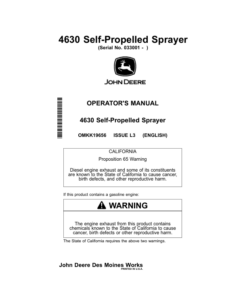John Deere 4630 Self-Propelled Sprayers North America (033001- ) Operator's Manual (OMKK19656)