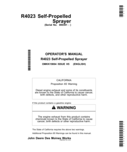 John Deere R4023 Self-Propelled Sprayers Operator's Manual (OMKK19804)