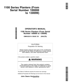 John Deere 1107,1109,1111 & 1113 Planters (100000-130099) Operator's Manual (OMKK20314)