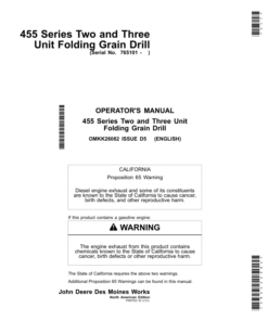 John Deere 455 Folding Grain Drills Operator's Manual (OMKK26082)