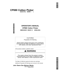 John Deere CP690 Cotton Pickers North America (060001-) Operator's Manual (OMKK29381)